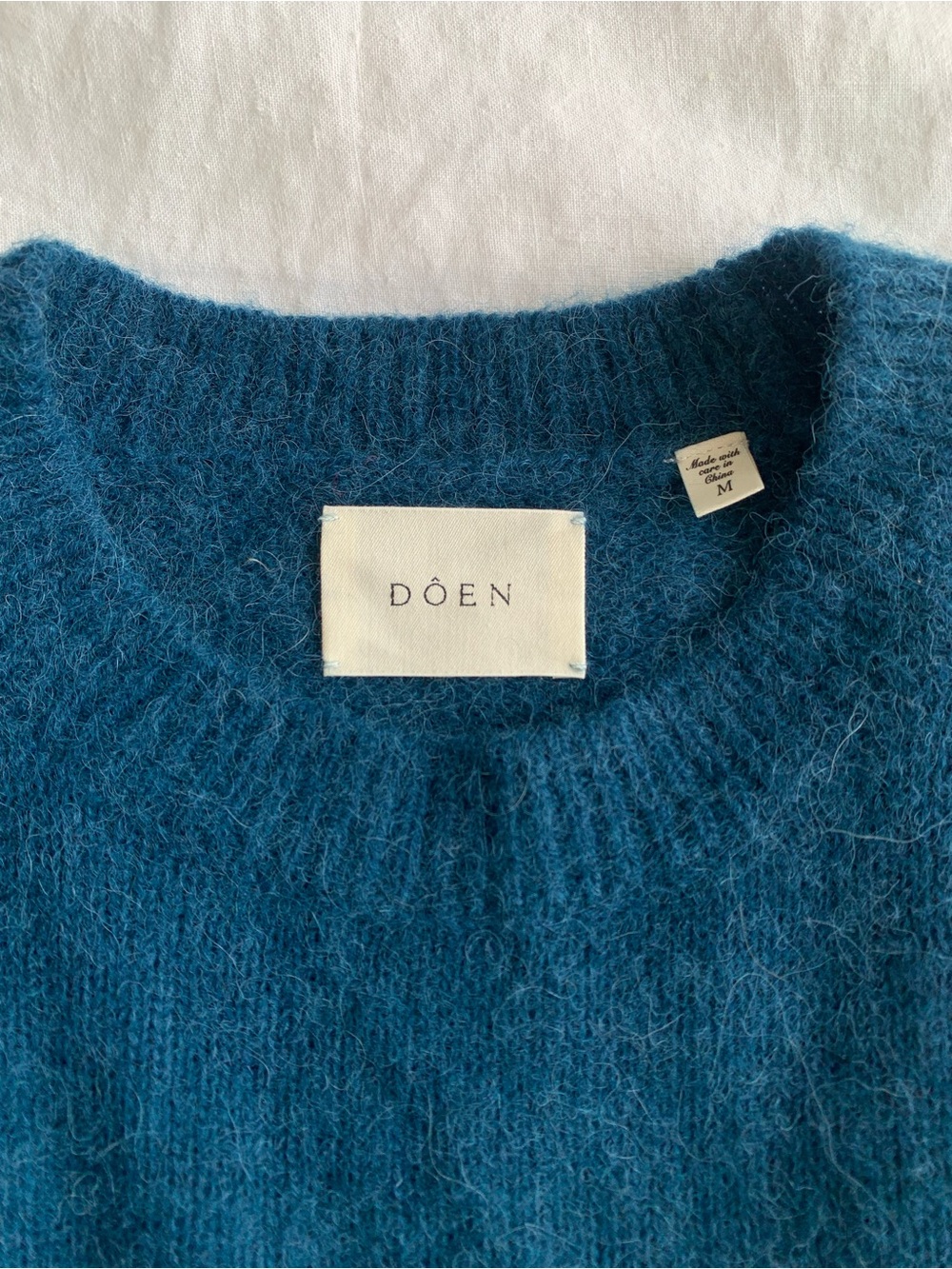 Doen Marsena Wool Alpaca Raglan Crewneck Knit Sweater Top Deep Sapphire Blue - Picture 8 of 12